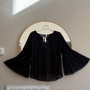 Max Studio Black Flared Sleeve Blouse